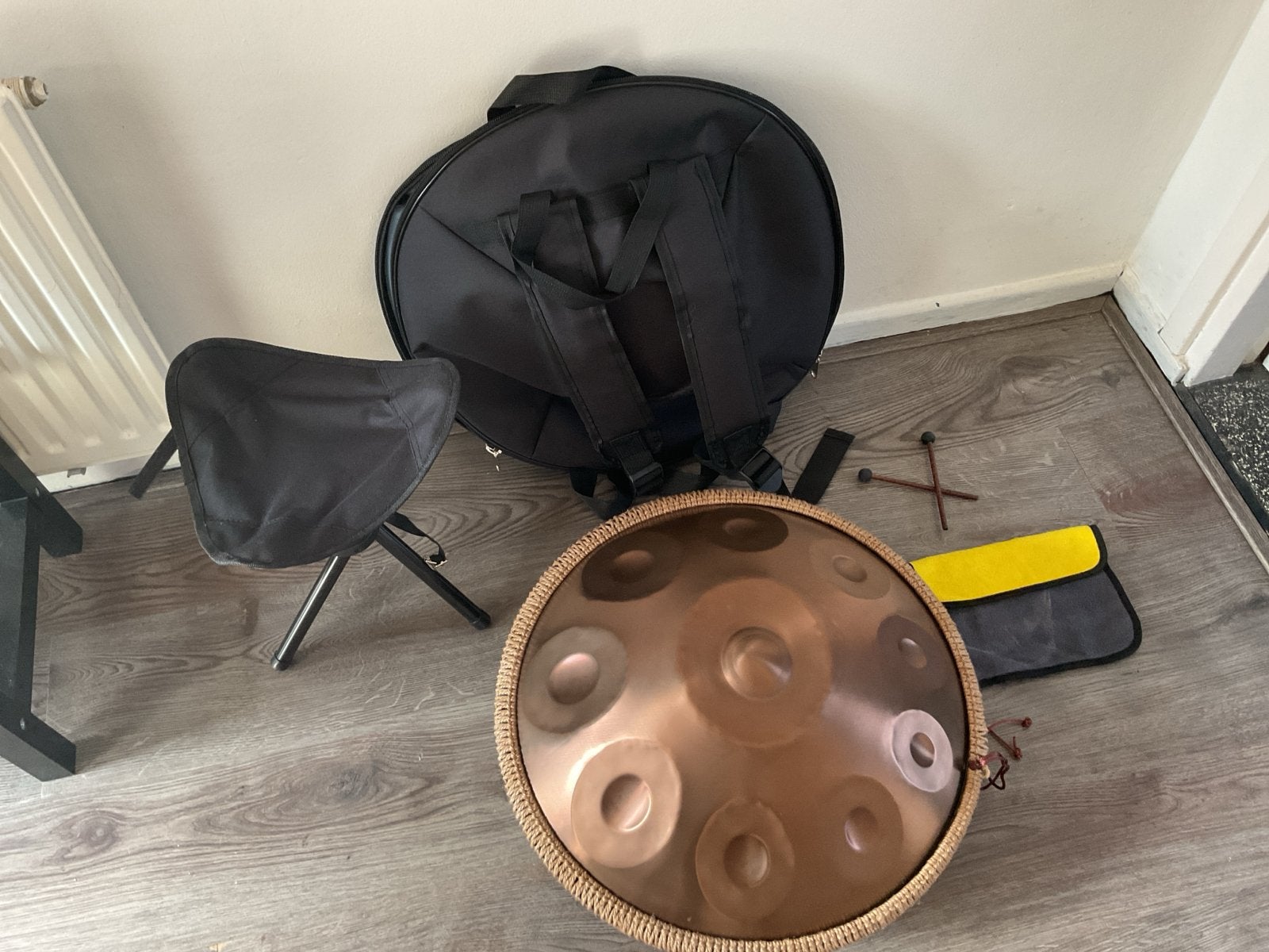 Handpan met standaard, tas en stokken, Ophalen of Verzenden, Zo goed als nieuw, Melodische percussie