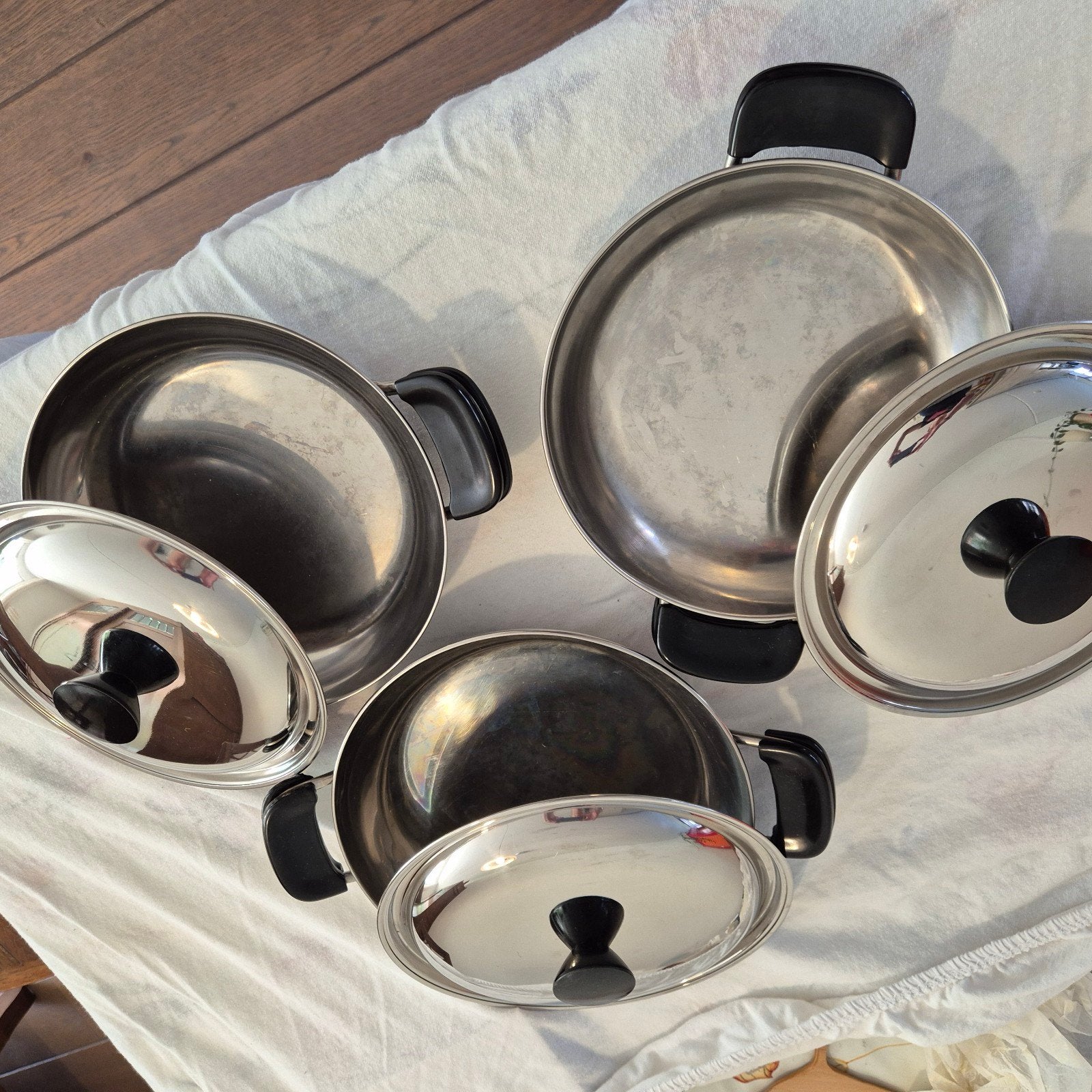 AMC Kookpottenset - pannen. RVS 3 stuks met deksel!, Pannenset, Ophalen of Verzenden, Rvs, Met deksel
