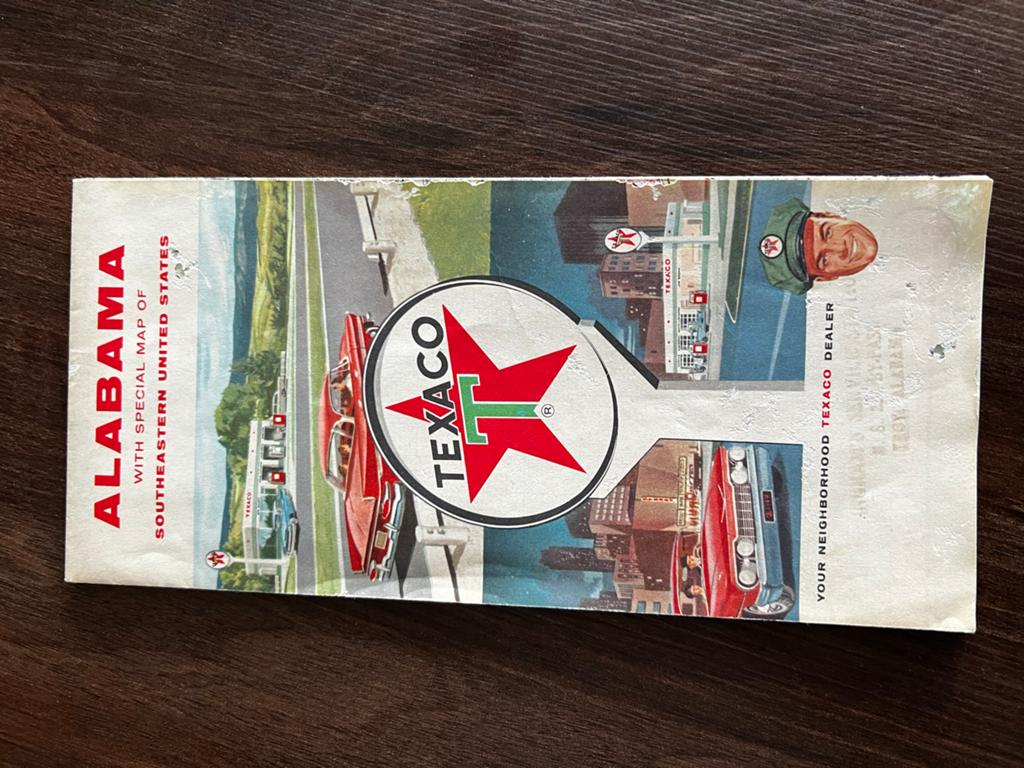 Vintage Texaco wegenkaart Alabama (VS), Gelezen, Overige gebieden, Ophalen of Verzenden, Landkaart