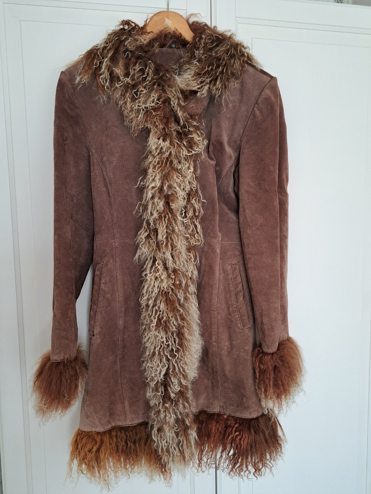 Afghaanse jas, Hippy jas, immitatie bont, Ophalen, Zo goed als nieuw, Maat 38/40 (M), Bruin