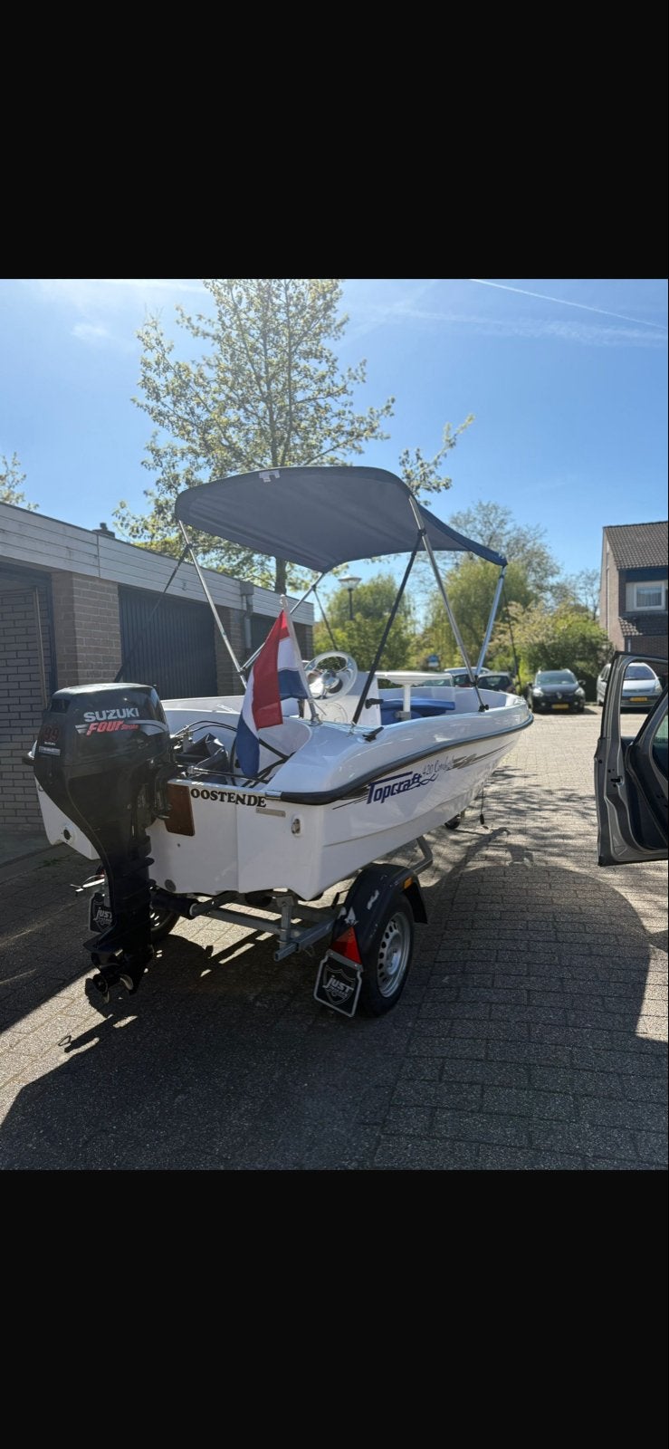 Topcraft 435 met Suzuki 9.9 pk buitenboordmotor, Watersport en Boten, Gebruikt, Topcraft, Ophalen of Verzenden, Trailer