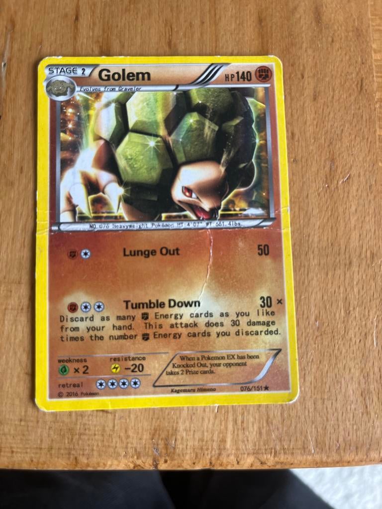 Pokémon Kaart Golem HP140 - Zeldzaam Verzamelobject, Ophalen of Verzenden, Gebruikt, Losse kaart