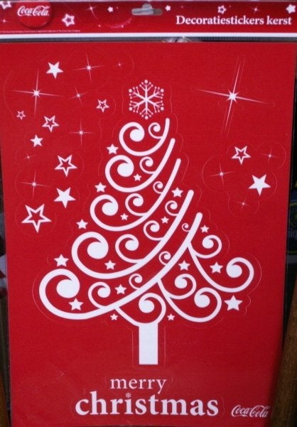 coca cola kerst raamdecoratie sticker Coca-Cola kerstboom, Ophalen of Verzenden, Nieuw, Reclamebord