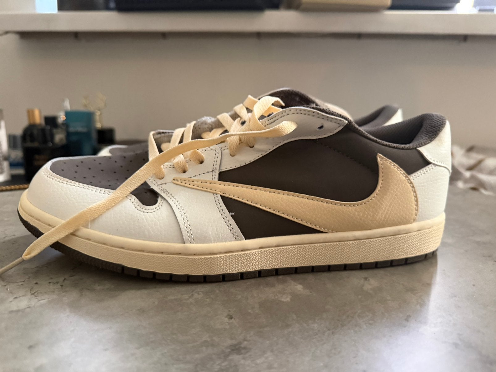 Nike Travis Scott x Jordan – Maat 45 €55, Ophalen of Verzenden, Zo goed als nieuw, Blauw