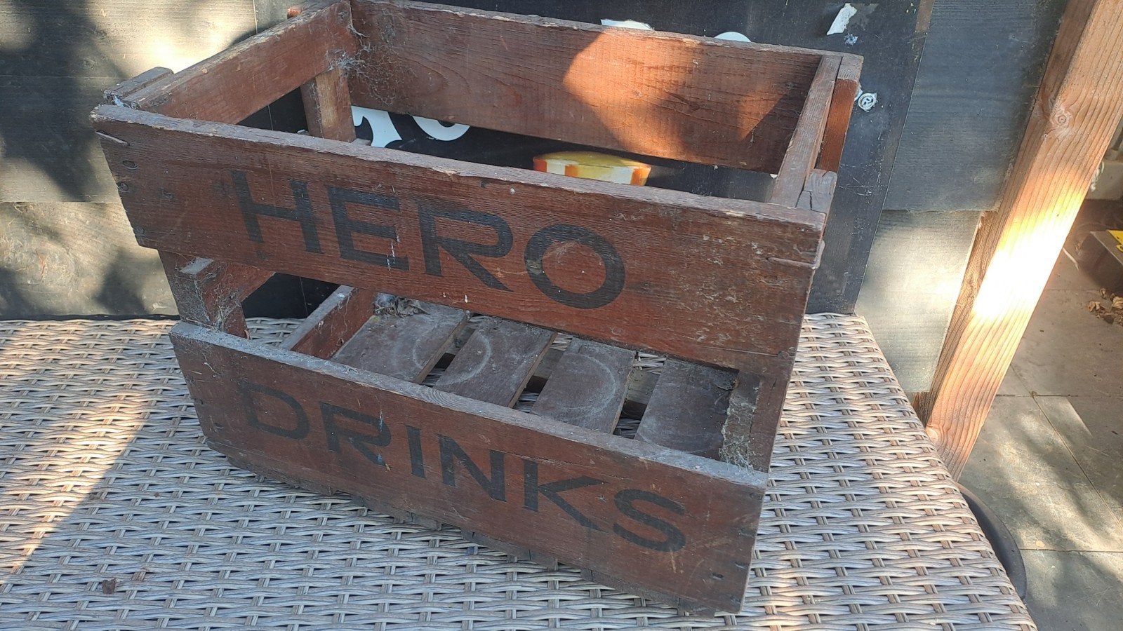 Vintage Houten Krat Hero Drinks, Ophalen of Verzenden