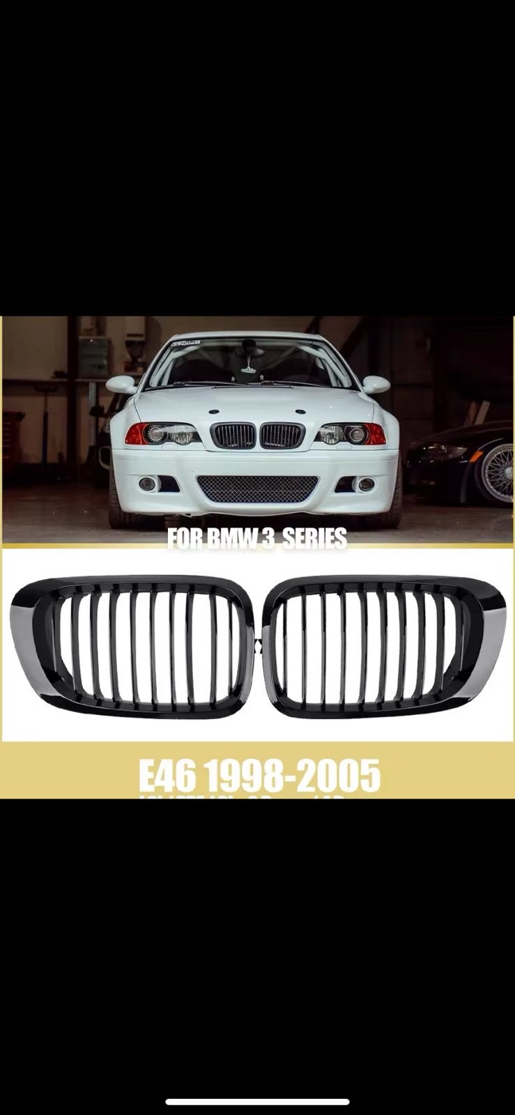 BMW e46 coupe/cabrio, M Performance, M3 nieren in zwart., Ophalen of Verzenden