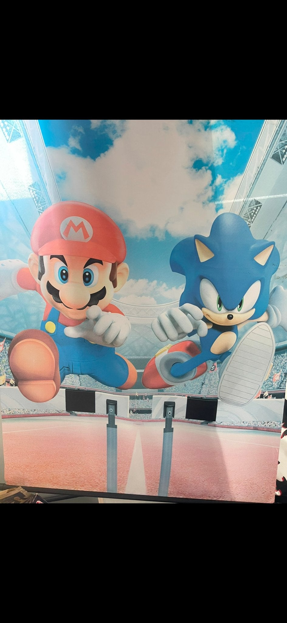 Mario & Sonic Olympische Spelen vinyl Poster doek 150cm, Verzenden, Zo goed als nieuw, Sport, 3 spelers of meer