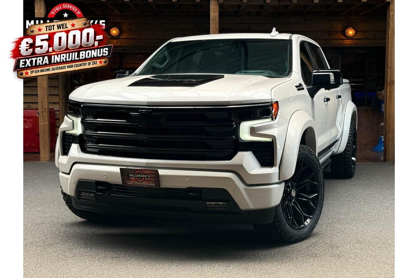Chevrolet Silverado High Country Widebody, BPM Vrij, LPG, Fu, Auto's, Automaat, 8 cilinders, Verwarmde buitenspiegels, Wit