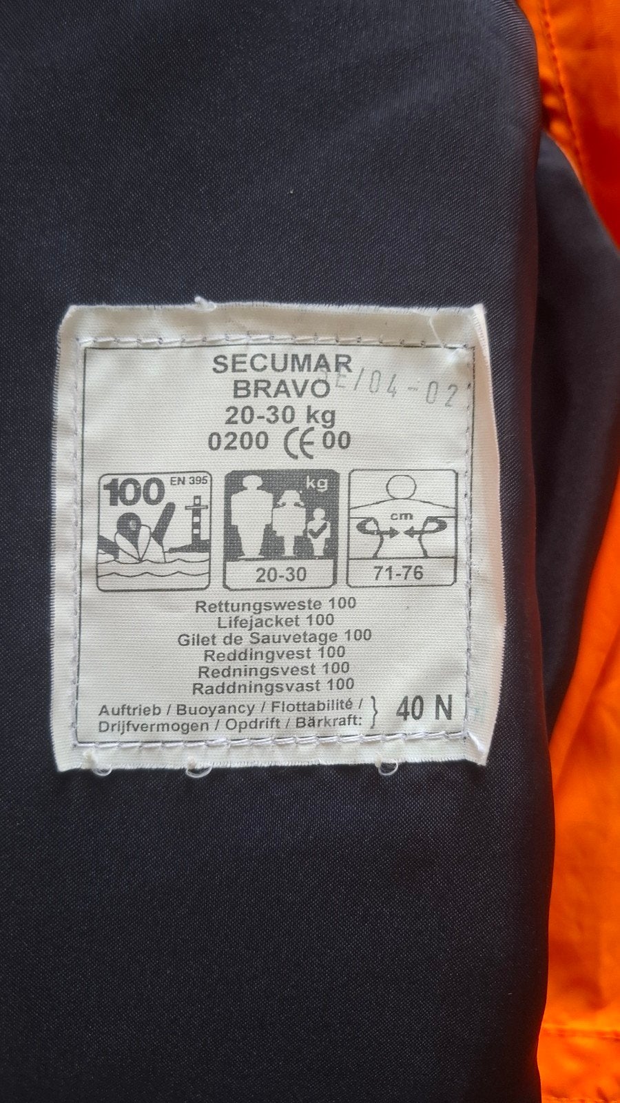 Secumar Bravo reddingsvest 20-30 kg, Ophalen of Verzenden, Gebruikt, Overige typen