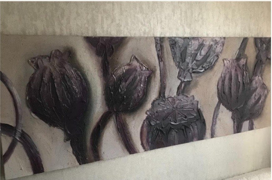 Olieverfschilderij met Papavers, Ophalen, 50 – 75, 125 cm of meer, Zo goed als nieuw