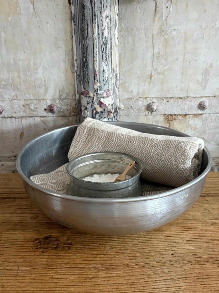 XL hamamschaal serveerschaal - aluminium kom, Ophalen of Verzenden, Rond, Metaal