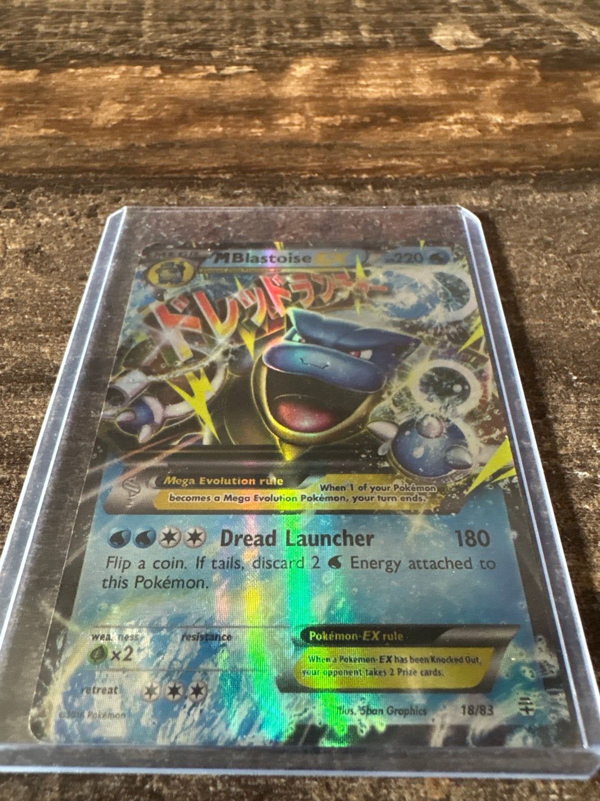 Pokémon M Blastoise EX 18/83 Holo Foil Kaart, Ophalen of Verzenden, Zo goed als nieuw, Losse kaart, Foil
