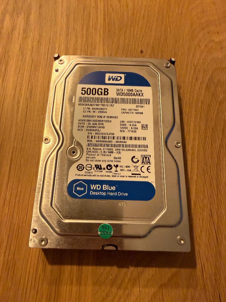 WD Blue 500GB 3,5” SATA harde schijf – 7200RPM, Computers en Software, Harde schijven, Intern, Zo goed als nieuw, Desktop, 500GB