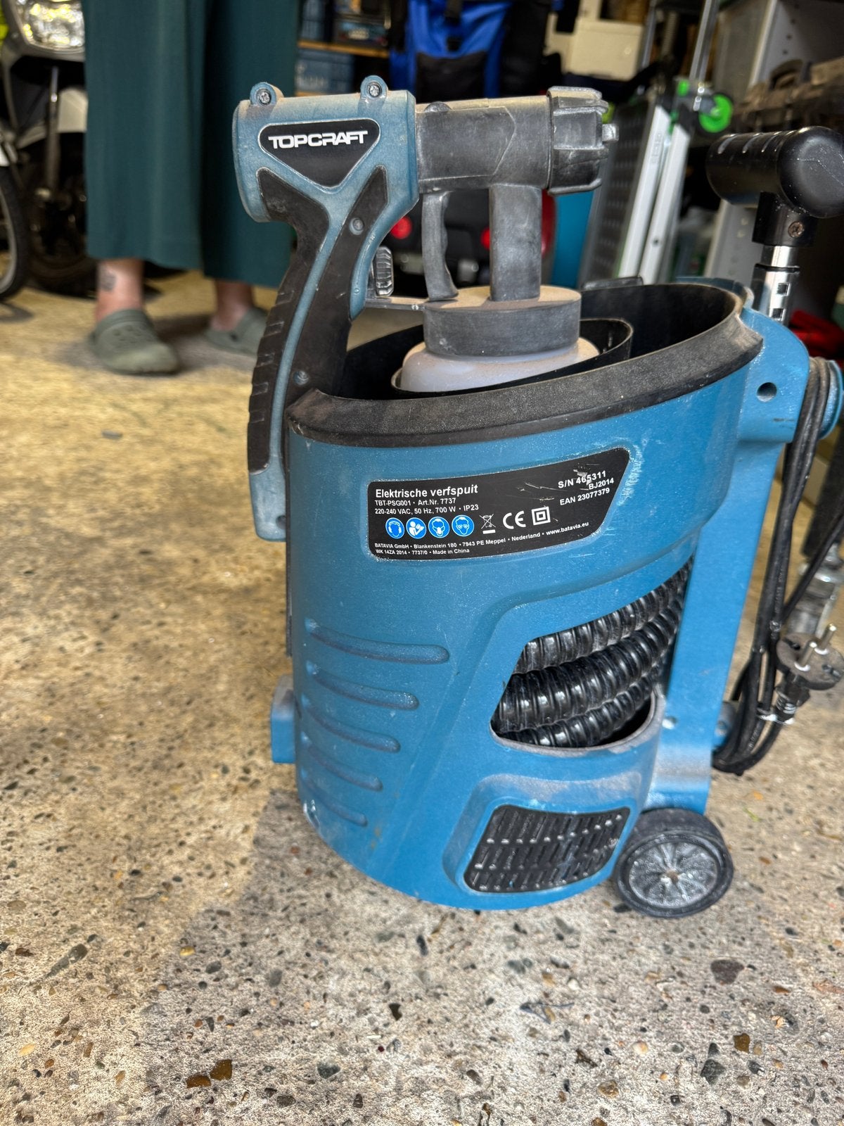 Topcraft elektrische verfspuit - Zo goed als nieuw, Doe-het-zelf en Verbouw, Ophalen of Verzenden, Zo goed als nieuw, Verfspuit of Verfpomp