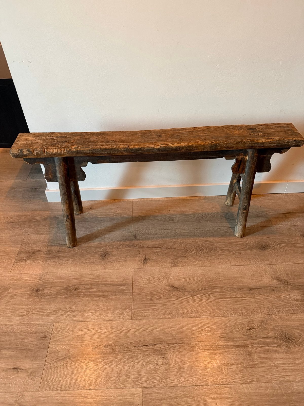 Rustieke teak houten bank - Vintage stijl, Antiek en Kunst, Ophalen