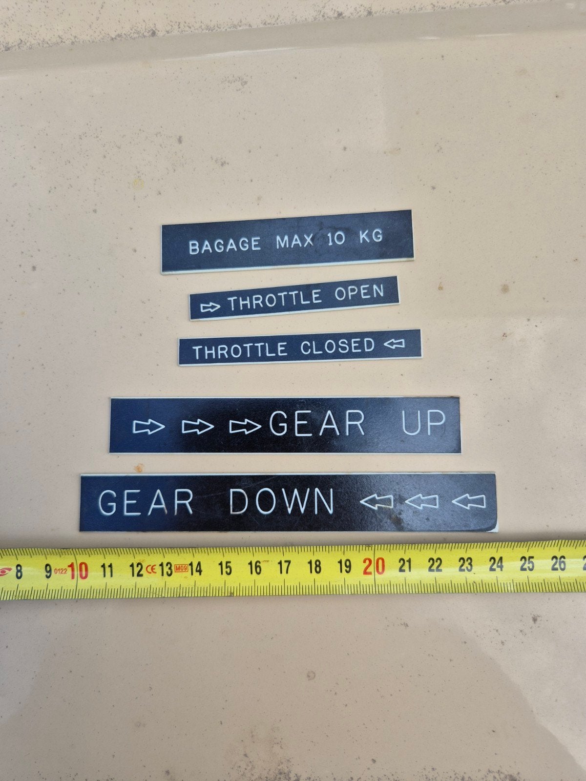 vliegtuig cockpit labels Engels, Ophalen of Verzenden, Gebruikt