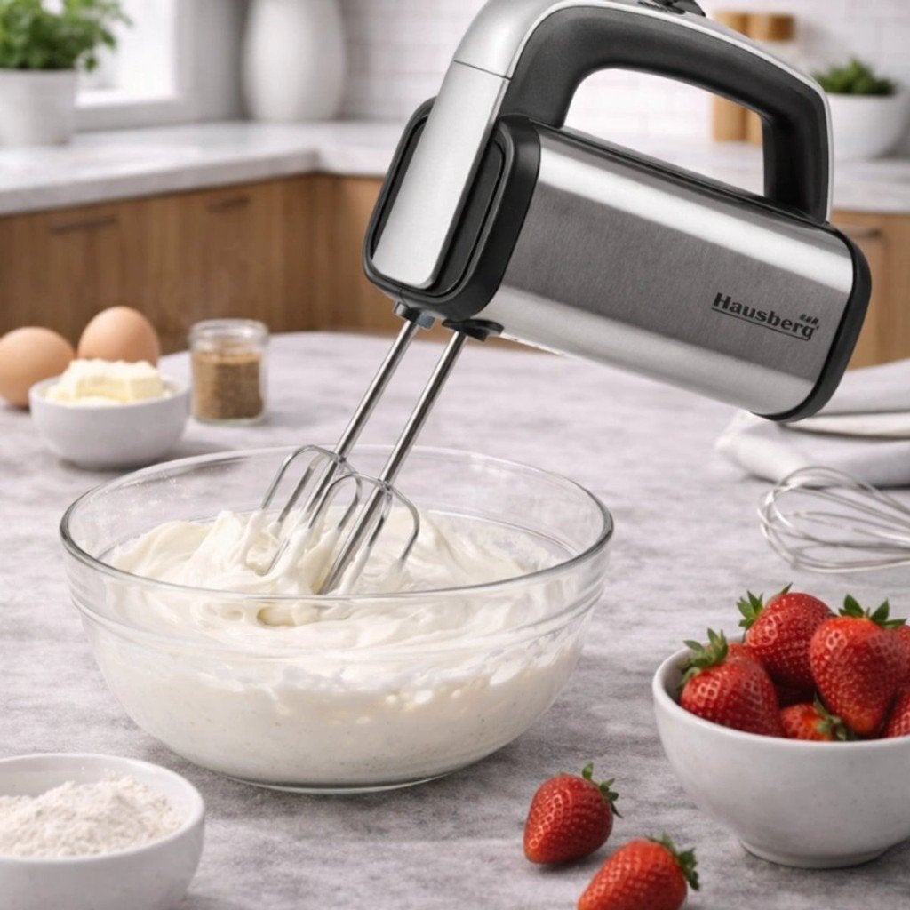 Hausberg RVS Handmixer. 10% korting + gratis verzending!, Verzenden, Koningshoek 19a, 5094CD, Lage Mierde, Nieuw, 3 snelheden of meer