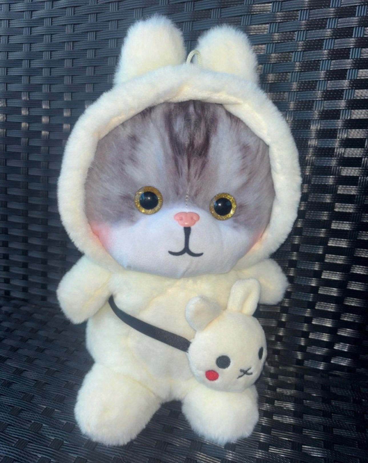 Cute Kawaii knuffel - Kat in konijnenpakje 30cm, Verzenden, Zo goed als nieuw