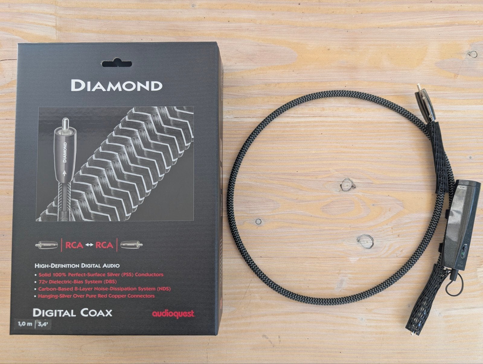 Audioquest Diamond Digital Coax 1,0m, Audio, Tv en Foto, Ophalen of Verzenden, Zo goed als nieuw, Minder dan 2 meter, Coaxiale kabel