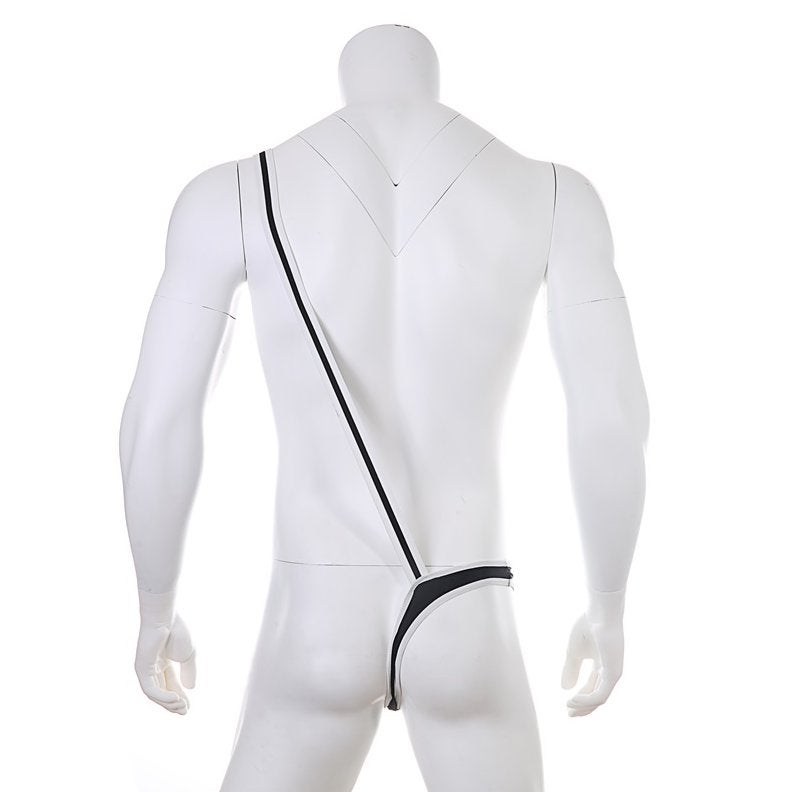 Heren zwarte 1 kant g-string met schouderband, Verzenden, Zwart, Slip