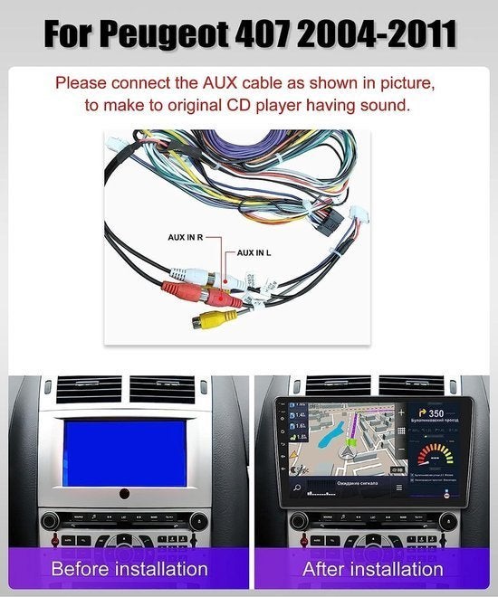 Android Autoradio Peugeot 407 – 2 Din Multimedia Speler, Corvance B.V., Verzenden, Nieuw, Corvancebol@gmail.com