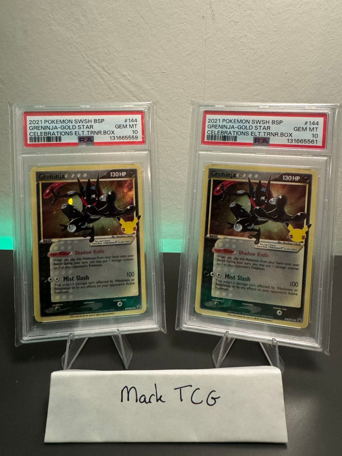PSA 10 Greninja Gold Star Celebrations Pokemon Kaart, Ophalen of Verzenden, Zo goed als nieuw, Losse kaart