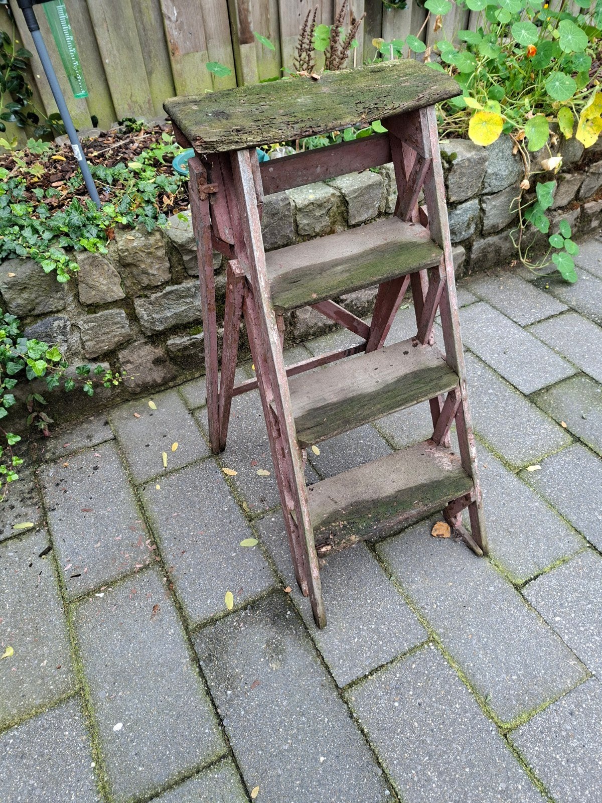 Oude houten trapje/opstapje met 3 treden, Ophalen, Gebruikt, Minder dan 2 meter