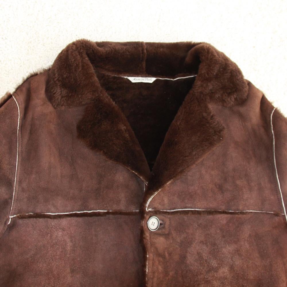 Mooie Lammy Heren Jas (100% Schapen Vacht) (Maat 48) € 175,-, Kleding | Heren, Jassen | Winter, Bruin, Maat 48/50 (M), Vintage