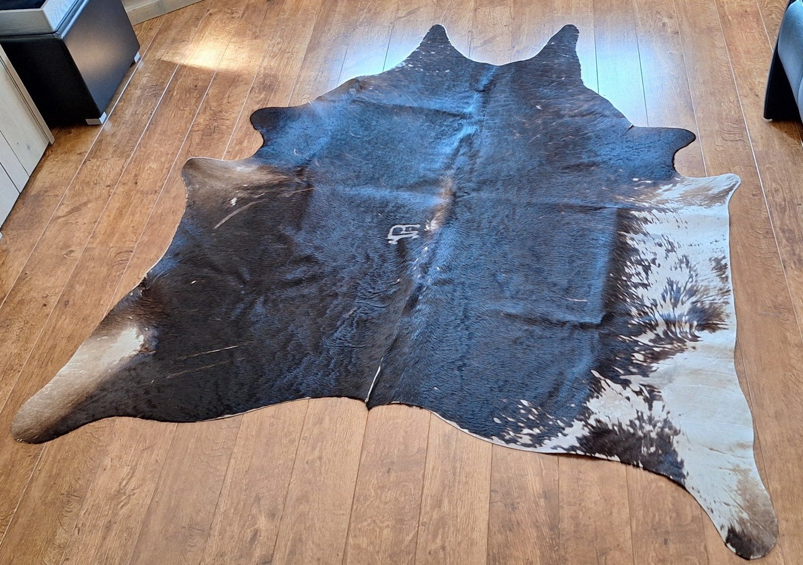 Echt koeienhuid met origineel brandmerk, Ophalen, Gebruikt, 150 tot 200 cm, Bruin