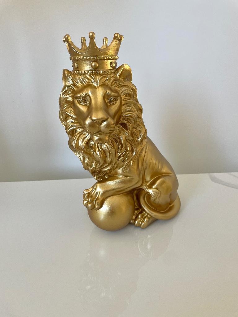 Leeuw beeld goud decoratie, Ophalen of Verzenden, Zo goed als nieuw, Dier