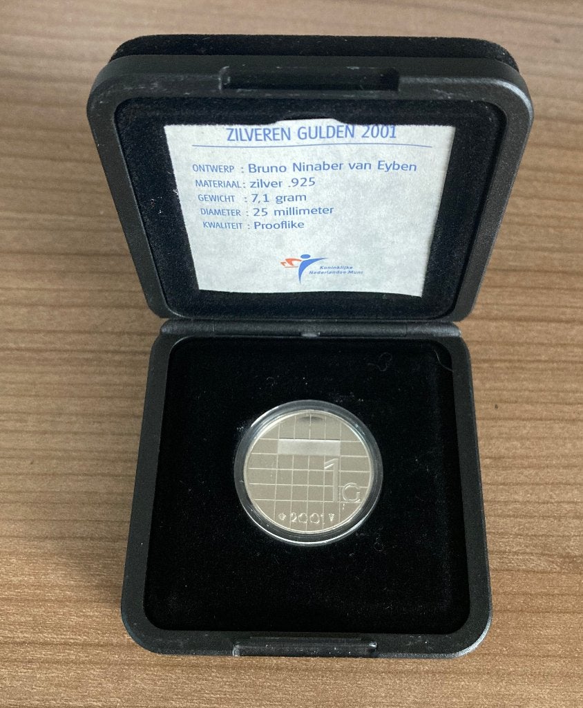 Zilveren 1 gulden 2001 – Prooflike, Postzegels en Munten, Munten | Nederland, Ophalen, 1 gulden, Koningin Beatrix, Zilver