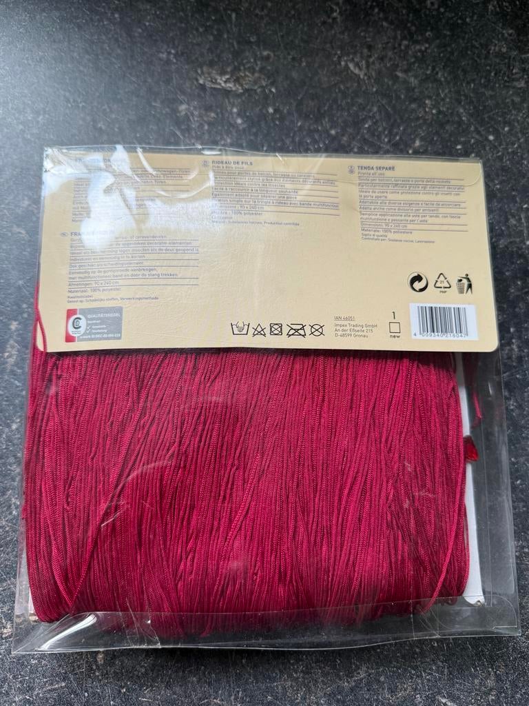 Nieuwe rode deur vitrage 90 x 240 cm, Huis en Inrichting, Stoffering | Gordijnen en Lamellen, Ophalen of Verzenden, Nieuw, Rood