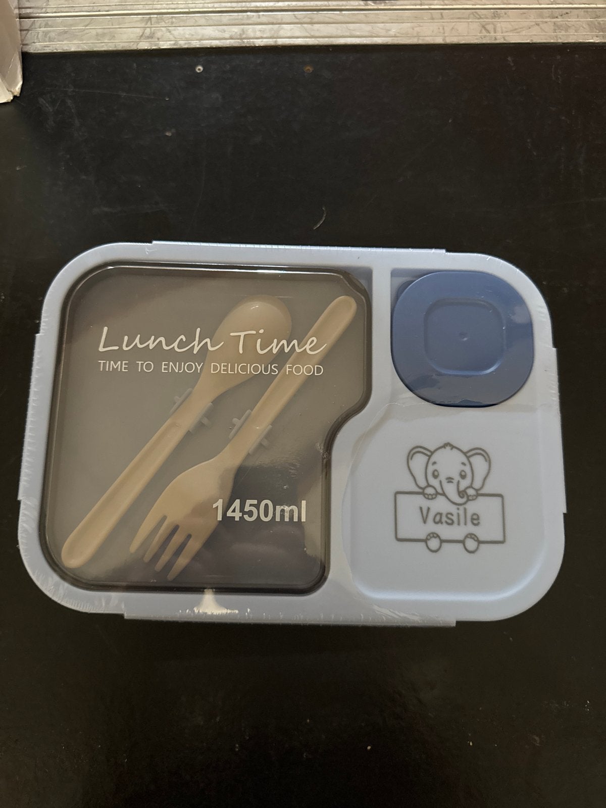 Lunchbox met bestek en 1450ml inhoud - Vasille, Blauw, Kunststof, Nieuw, Ophalen of Verzenden