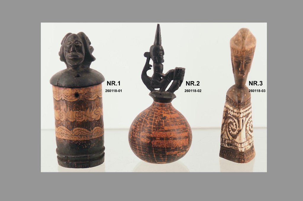 3 Batak Datu containers Noord-Sumatra (260118-01/02/03), Natuurlijk materiaal, Overige typen, Handgemaakt, Ophalen of Verzenden