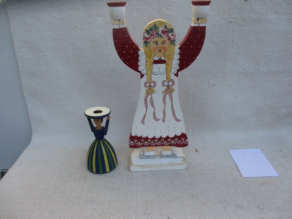 Diverse Vintage Scandinavische houten kandelaars, Gebruikt, Meerkleurig, Ophalen of Verzenden, 33 cm