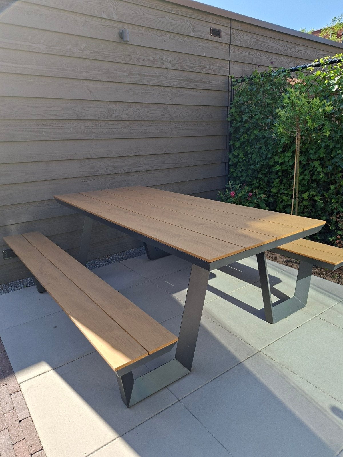 te koop zgan picknicktafel 200cm, Ophalen, Zo goed als nieuw, Rechthoekig, Aluminium
