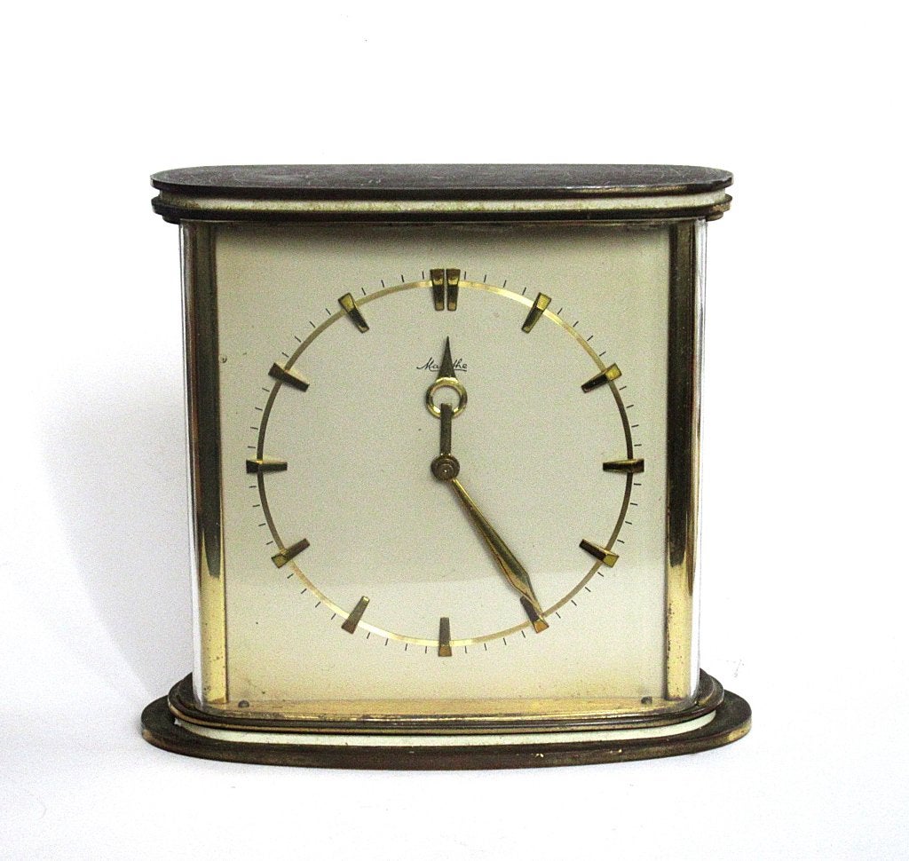 Mauthe Vintage bronzen tafelklok W.Germany., Ophalen of Verzenden