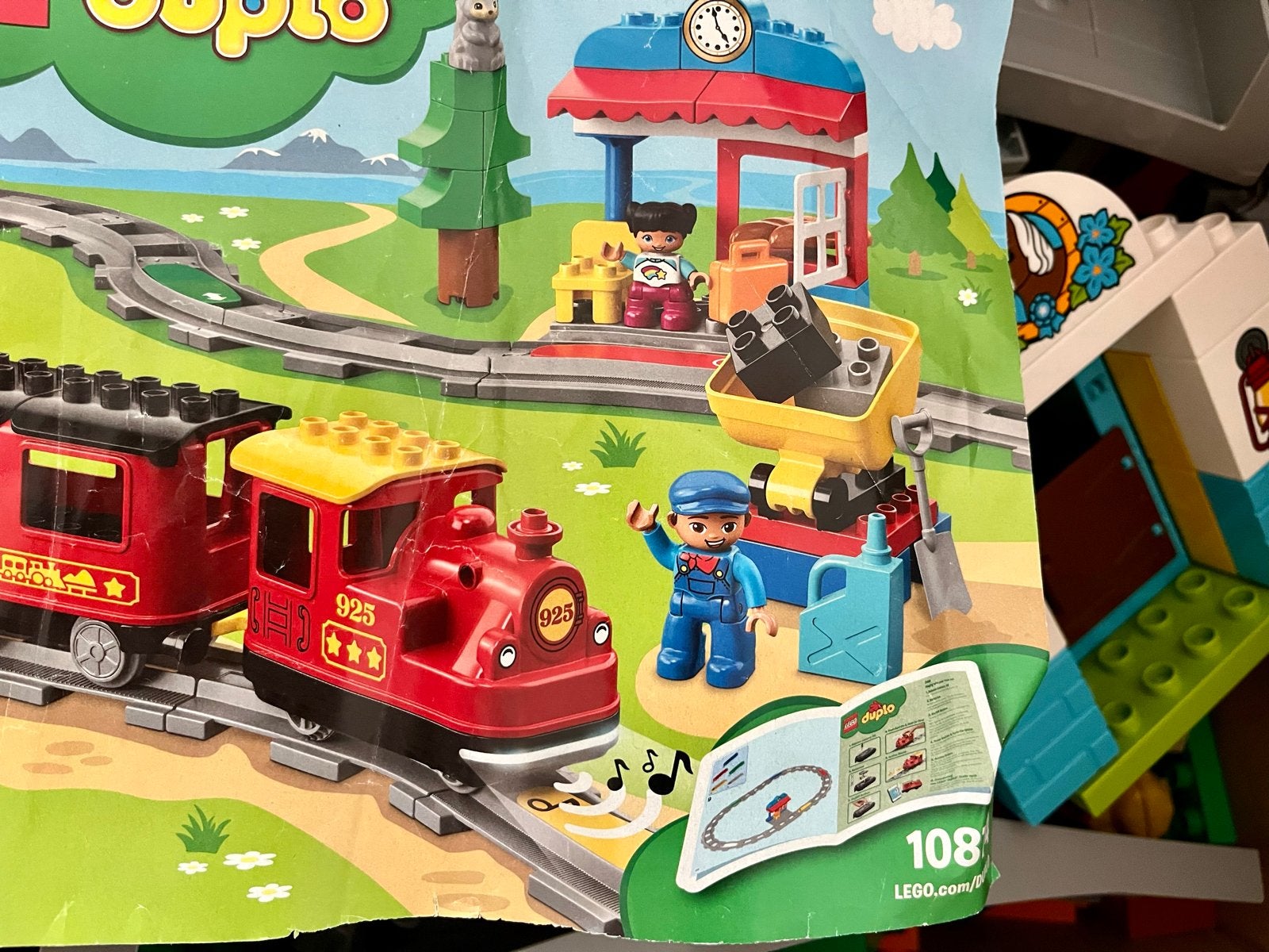 Grote partij LEGO Duplo met stoomtrein 10874 en rails, Ophalen, Gebruikt, Compleet, Duplo