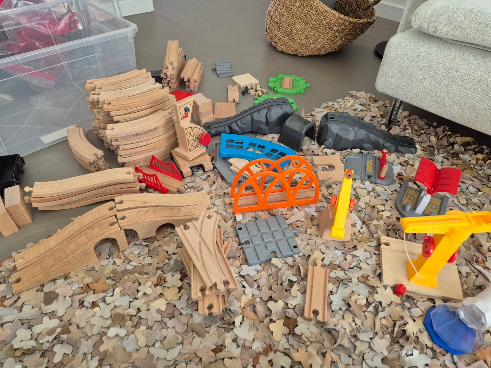 Grote set Brio/Ikea houten treinen en rails, Kinderen en Baby's, Ophalen of Verzenden, Gebruikt