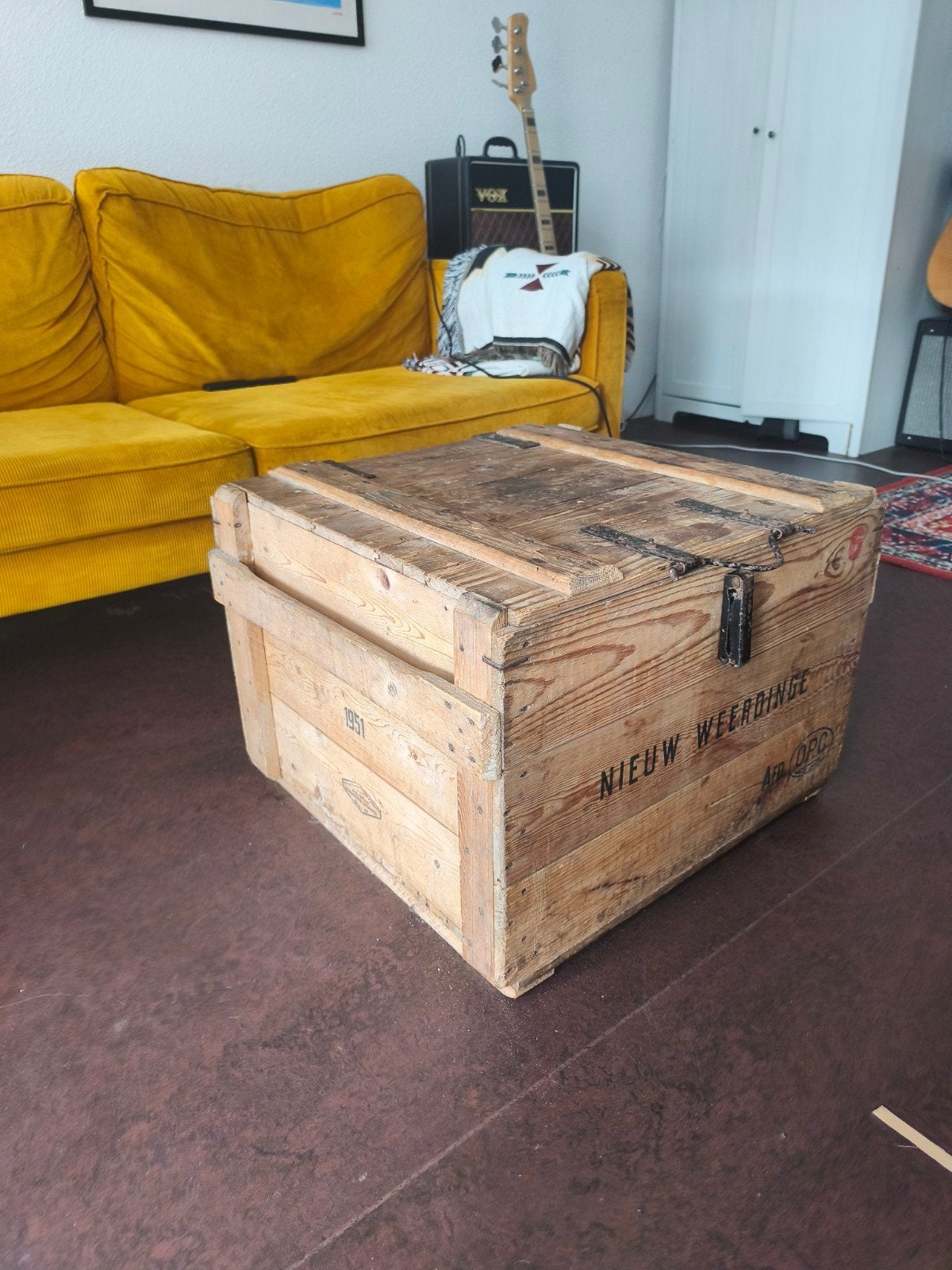 Vintage houten kist uit 1951 - Nieuw Weerdinge, Ophalen