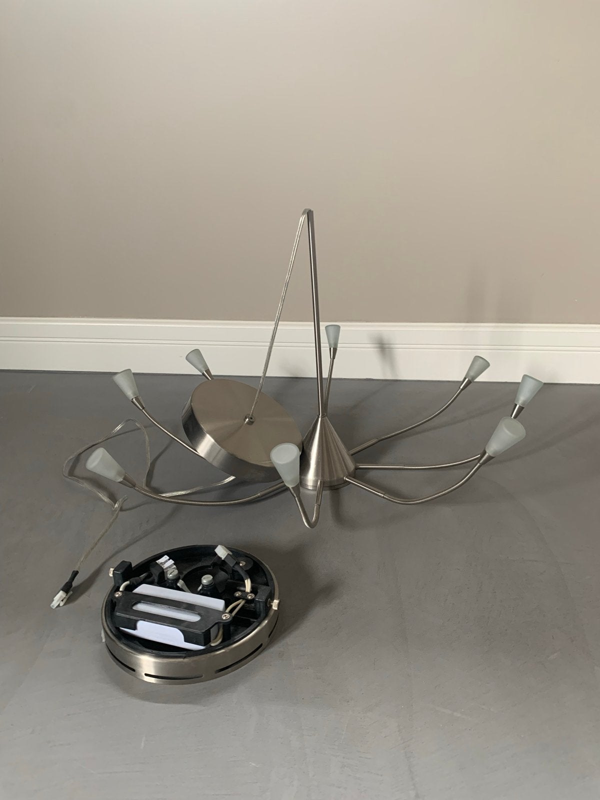 Ikea Horby; hanglamp met 8 armen - RVS look, Ophalen of Verzenden, Gebruikt, Metaal