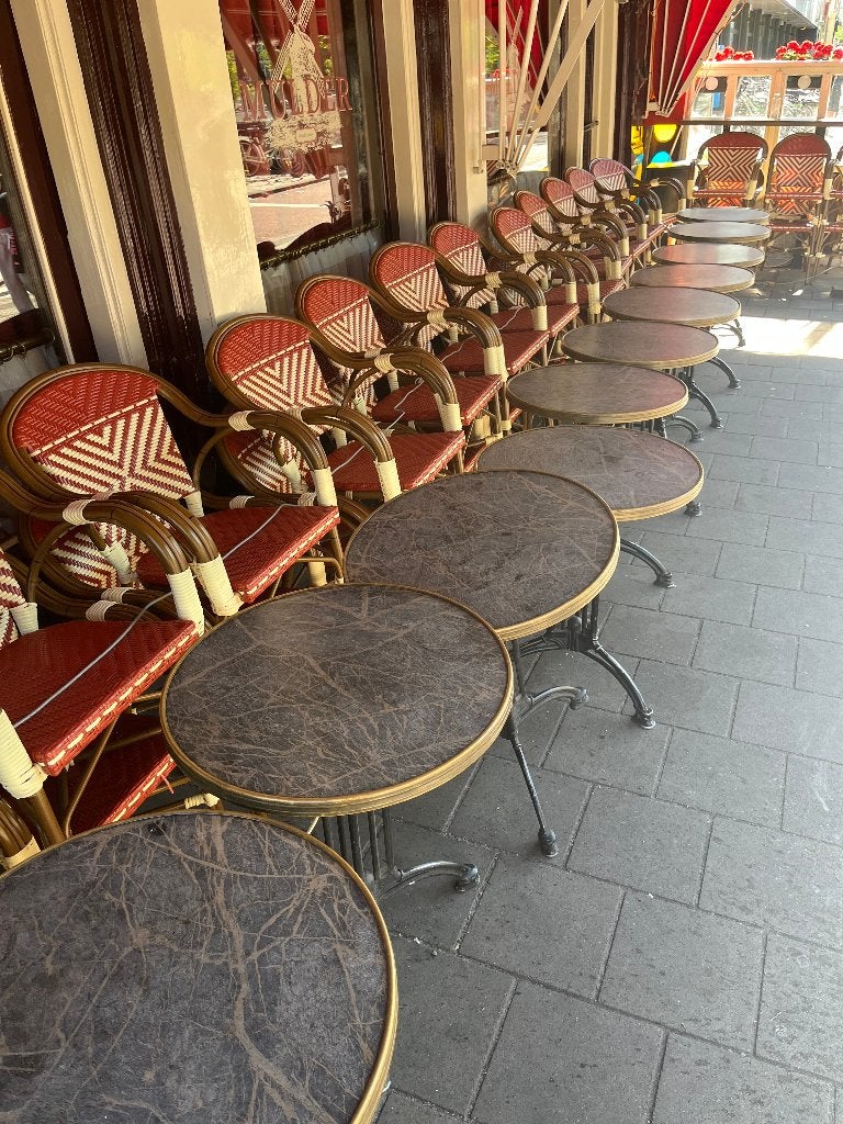 Terras tafels x13, Ophalen, Gebruikt, Rond, Overige materialen