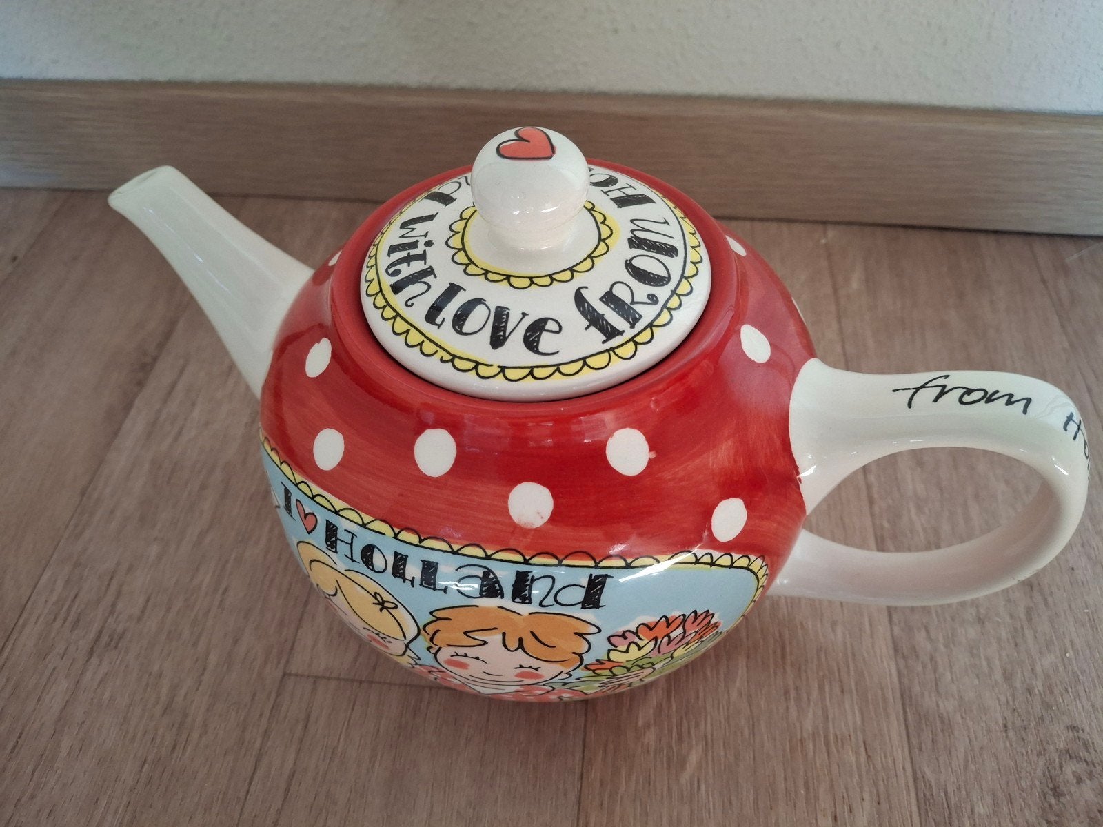 Blond Amsterdam Theepot 'I love Holland' - Nieuwstaat, Ophalen, Keramiek, Nieuw, Theepot