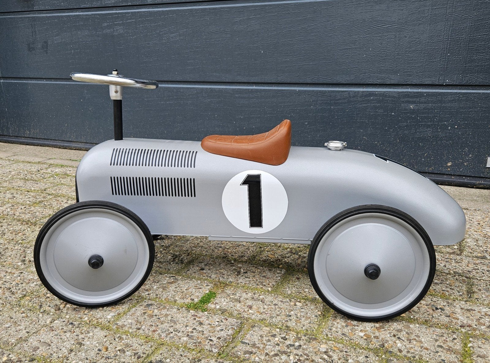 Retro loopauto, zilver met nummer 1, Ophalen, Gebruikt