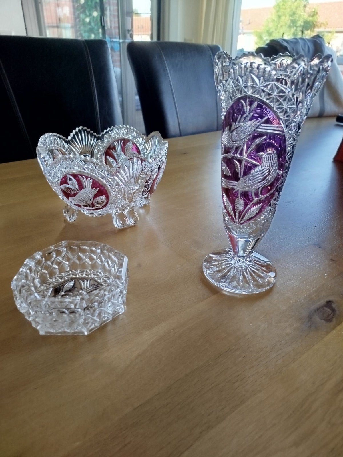 Prachtig kristallen set: vaas, schaal en asbak, Antiek en Kunst, Antiek | Glas en Kristal, Ophalen of Verzenden