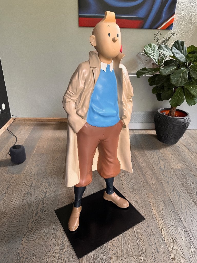 Kuifje beeld Leblon Delienne 130 cm., Ophalen, Kuifje, Gebruikt, Beeldje of Figuurtje