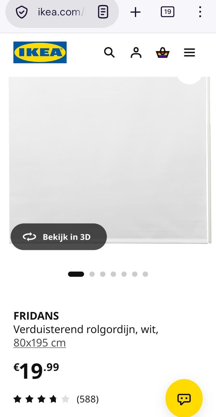 IKEA FRIDANS Verduisterend rolgordijn wit 80x195cm (afhalen), Ophalen, Verduisterend, Wit, Nieuw