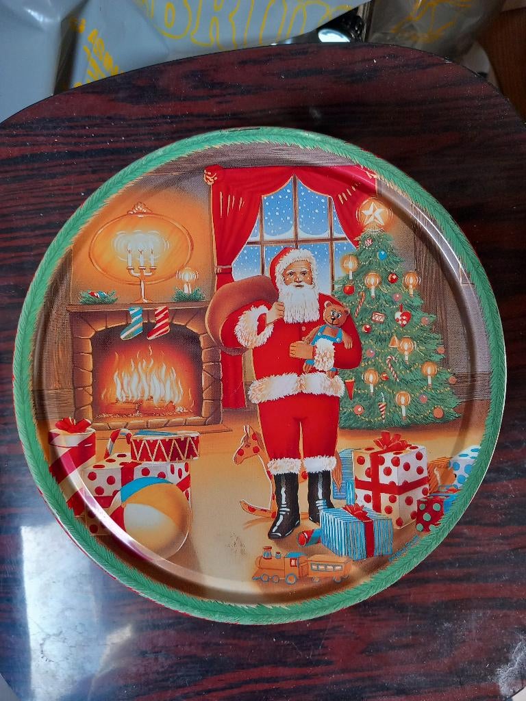 Vintage koektrommel Kerst Denemarken, Verzamelen, Blikken, Ophalen, Zo goed als nieuw, Koek(jes)