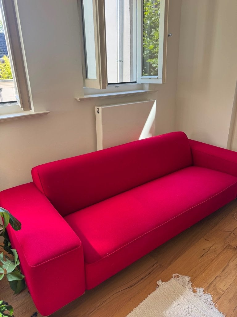 3-zits rode bank, Gebruikt, Driepersoons, 75 tot 100 cm, Ophalen of Verzenden