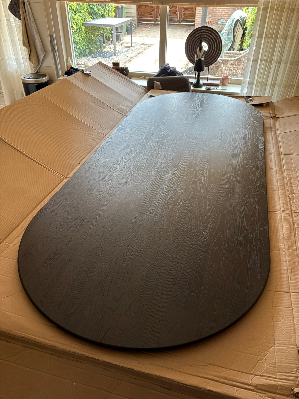 WOOOD Tablo Ovaal Tafelblad Mid Brown 220x90 cm, Huis en Inrichting, Tafels | Eettafels, Ophalen, Eikenhout, Vijf personen of meer